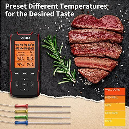 Wireless Meat Thermometer For Cooking Digital Meat Thermometer With 4 Probes 500