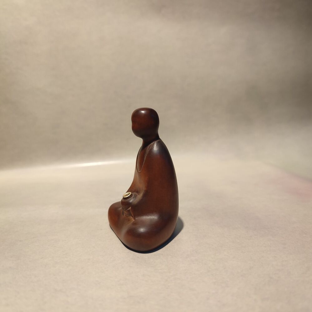 vintage wooden ornaments miniature item Boxwood carved children buddha Statue