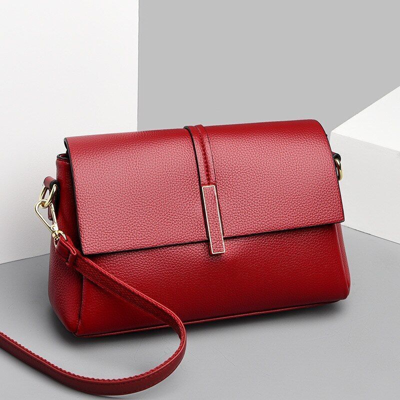 Genuine Leather Bag Fashion One Shoulder Messenger Square Crossbody Polyester