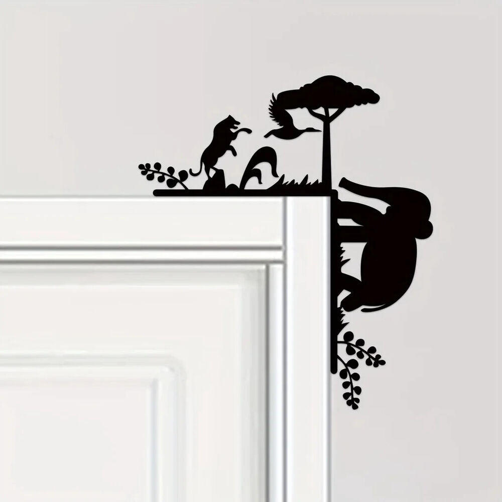 Metal Creative Animal Silhouette Decorative Wall Stickers Door Corner Decoration