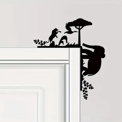 Metal Creative Animal Silhouette Decorative Wall Stickers Door Corner Decoration