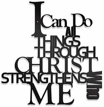 I Can Do All Things - metal Roots Decor - Christian Wall Decor - 14 inch(Black)