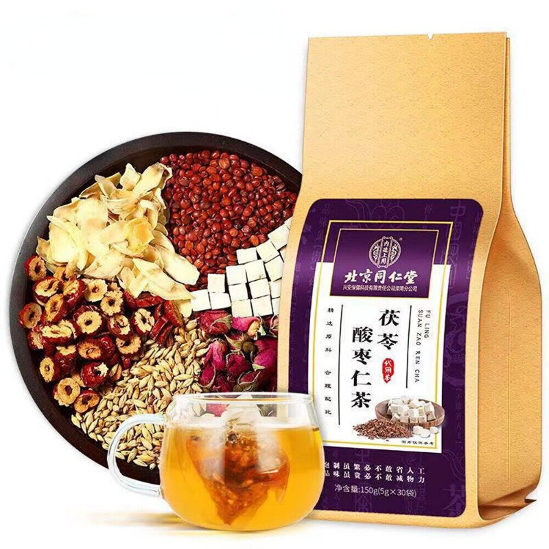 北京同仁堂 Promote Sleep insomnia 300gPoria Jujube Seed Tea 茯苓酸枣仁玫瑰大枣百合栀子桑葚大麦助眠安神失眠多梦