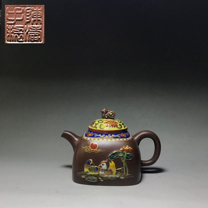 Chinese Yixing Zisha Clay Handmade Exquisite Teapot（鸳鸯 底款：陈涛手制）