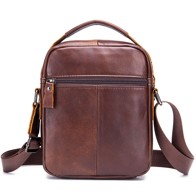 Men's Sling Shoulder Bag, Genuine Leather 8 inch Handbags Casual Messenger Bags