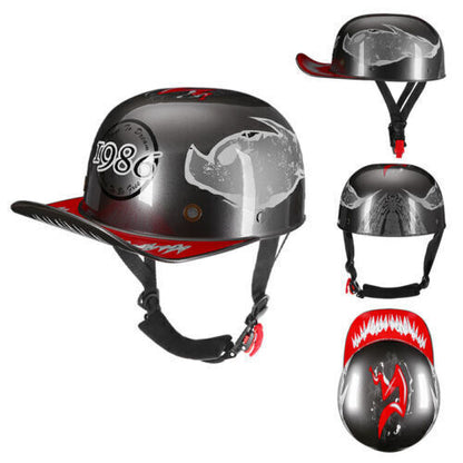 Motorcycle Open Face Half Helmet Scooter Cap Retro Baseball Style Jet Helmet DOT
