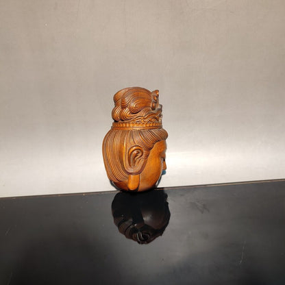 wooden statue carvings home decor Boxwood Kwan-yin sculpture Wood mini carved