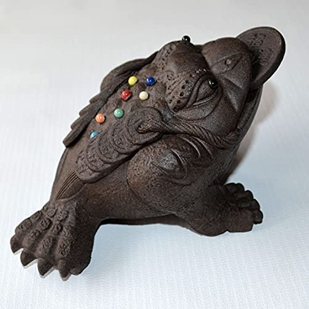 Chinese Zisha Golden Toad Kung Fu Tea Pet Well Fengshui for Tea Tray Decoration