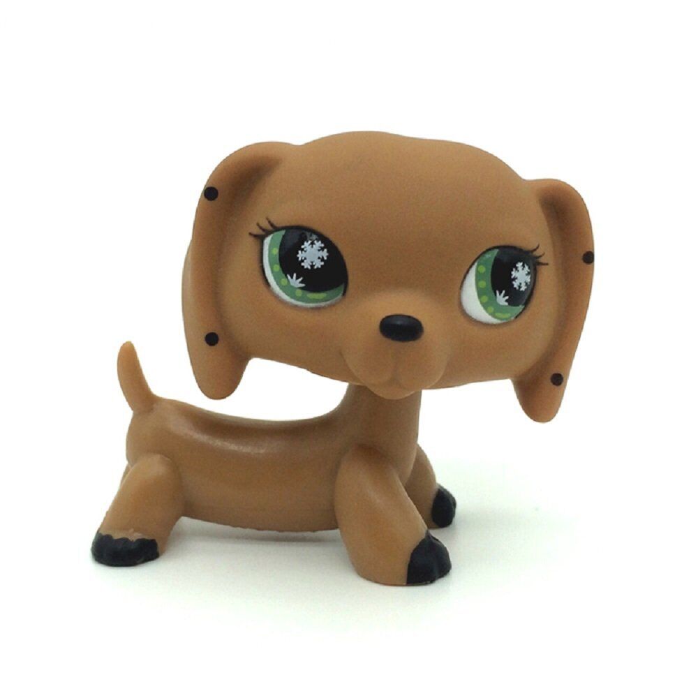 Mini Pet Shop Toys Spotted Dachshund Dog Brown Green Eyes Rare Kids Gift LPS