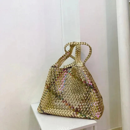 Women’s Tote Handbags Woven Color block Shoulder Bags Bag Shopping Bags
