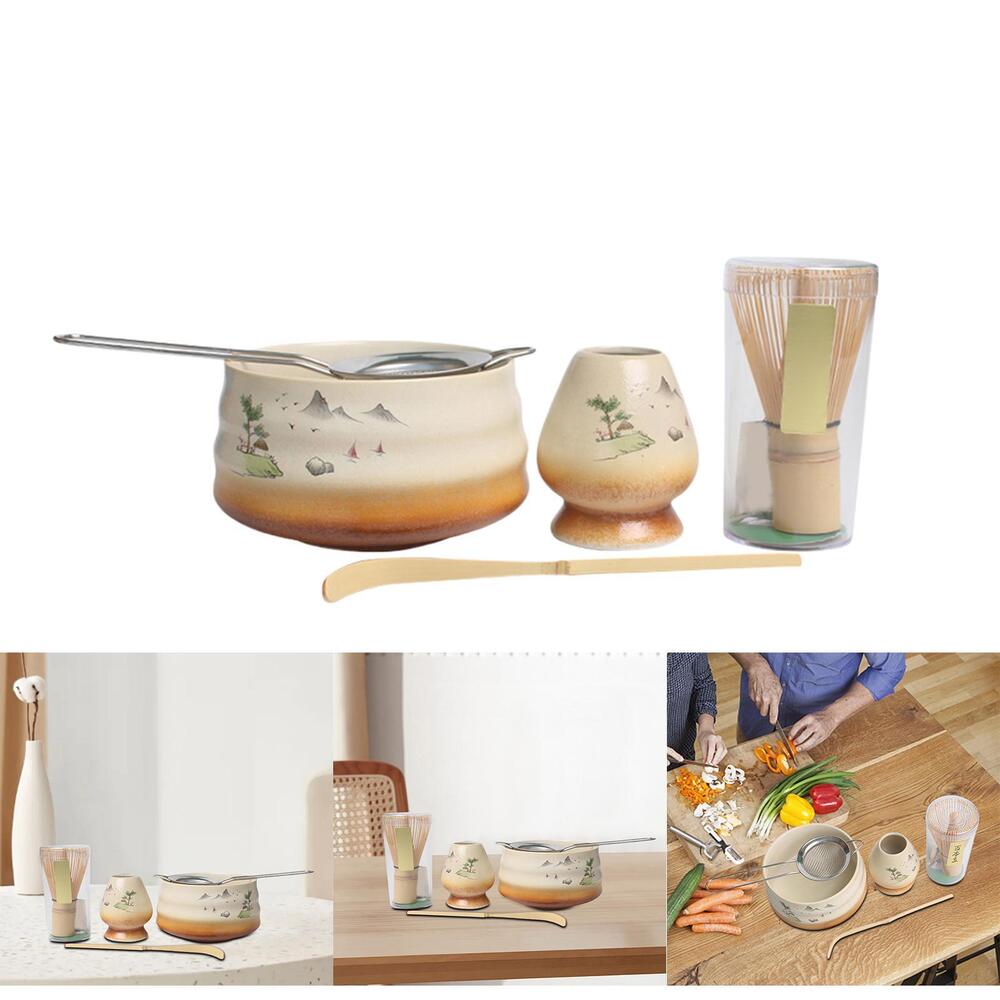 Matcha Tea Set Ceramic Whisk Holder Handmade Matcha Bowl Matcha Ceremony Kit for