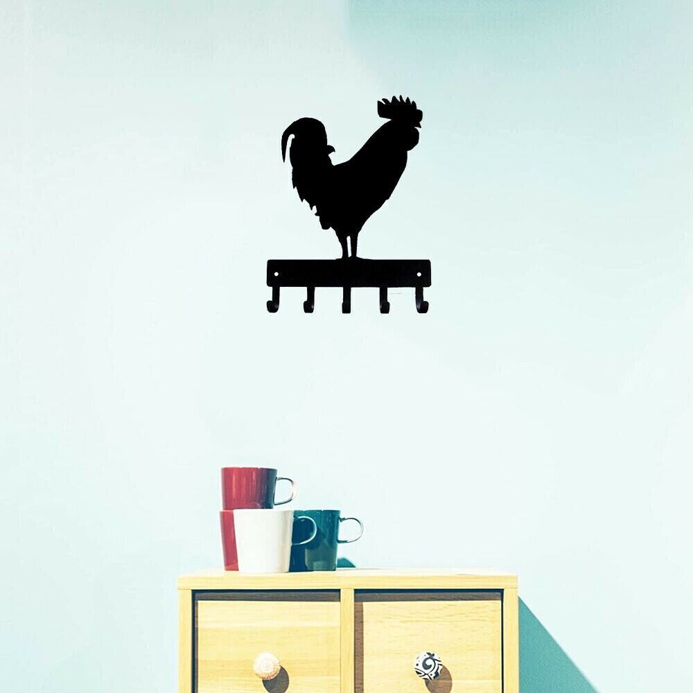 Rooster Farm Key Rack Wall Mounted Hook Up Hanger Artwork Shape Decoration