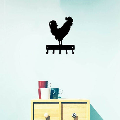 Rooster Farm Key Rack Wall Mounted Hook Up Hanger Artwork Shape Decoration