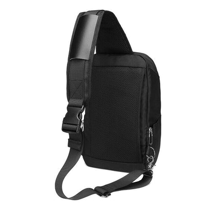Men's Sling Backpack Oxford cloth Waterproof Crossbody Bag Black Daypack USBport