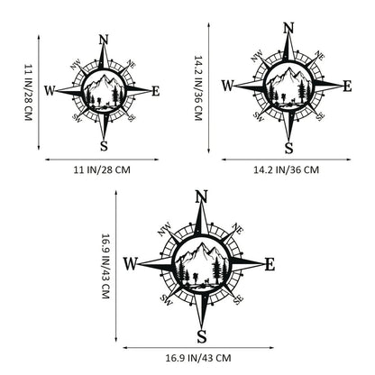 Metal Compass Art Wall Decorations, Line Drawing Home Hanging Art Wall Sculpture