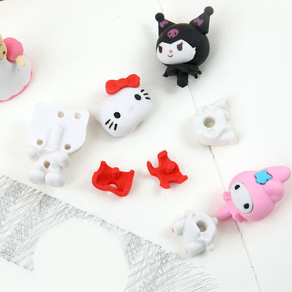 Sanrio Family Eraser Cute Kuromi Cinnamoroll Library Eraser Stationery 4PCS