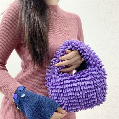 Winter Handbag Plush Shoulder Bags Soft Handbag Mop Plush Traveling Purse 1 PC