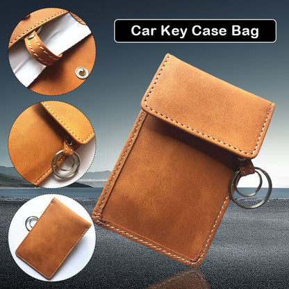 Leather Car Key Bag Wallet Holder Card Sheild Storage Bags Case Cover Protection