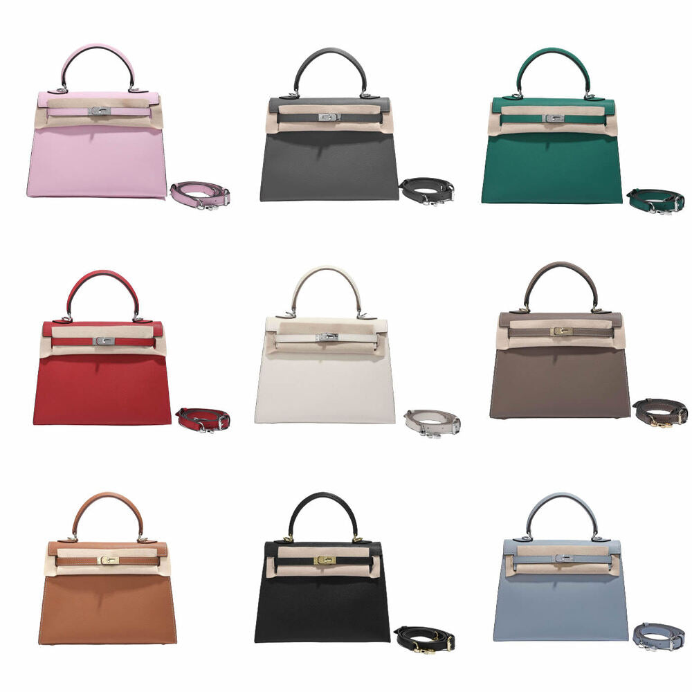 19/22/25/28 Real Leather Small Flap Briefcase Tote Clutch Shoulder Bag Crossbody