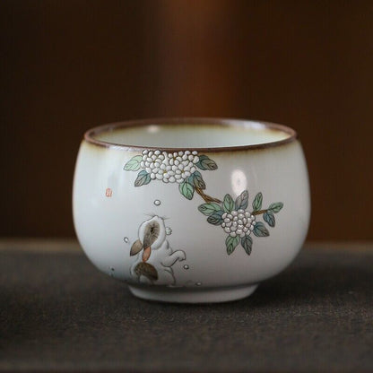 1x 80cc China Song Dynasty Antique master tea cup ruyao White Rabbit ceramic cup