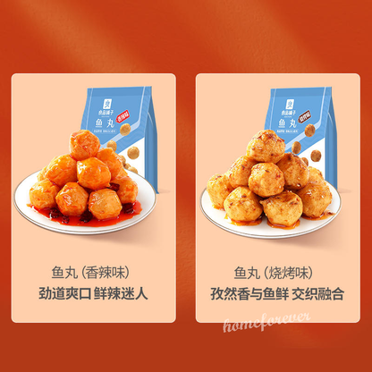 良品铺子鱼丸 烧烤味/香辣味 Liangpinpuzi Fish Ball Snacks BBQ Flavor/Spicy 100g x 2 Bags