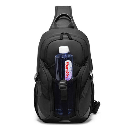 Sling Backpack Oxford cloth Waterproof Black Crossbody Bag Outdoor Sport Bags