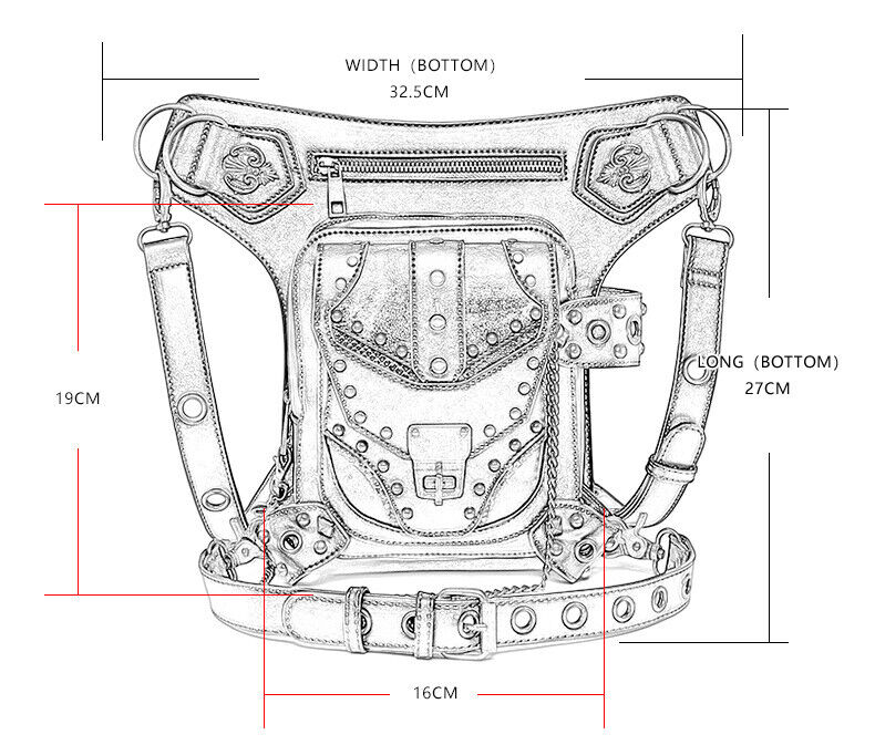 Lady's Leather Leg Drop Belt Bag Punk Rock Motorcycle Thigh Hip Waist Fanny Pack