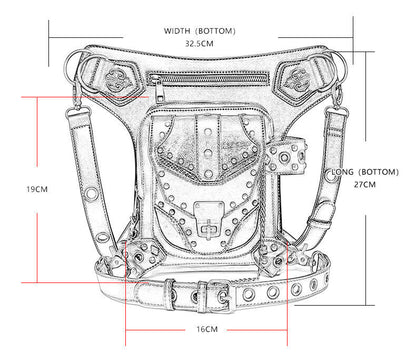 Lady's Leather Leg Drop Belt Bag Punk Rock Motorcycle Thigh Hip Waist Fanny Pack