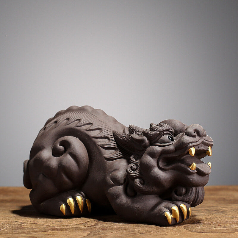 13cm Tea Pet Yixing Zisha Brave Troops Tea Play Animal Statue Table Decoration