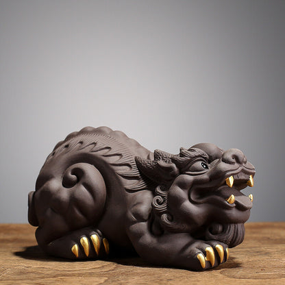 13cm Tea Pet Yixing Zisha Brave Troops Tea Play Animal Statue Table Decoration