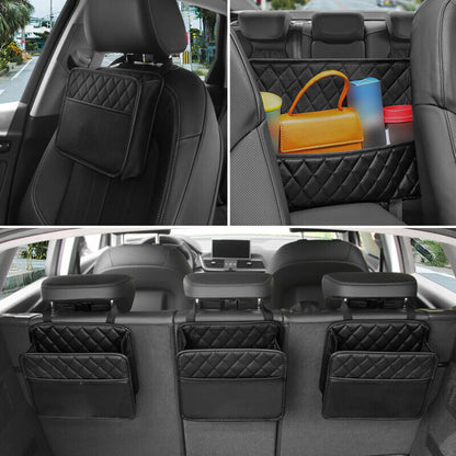 Car Backseat Organizer PU Leather Auto Interior Storage Bag Hanging Seat Back