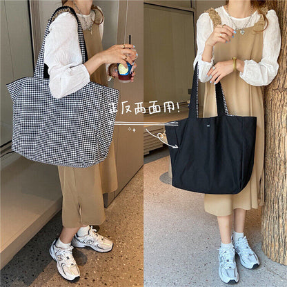 Canvas Bags Women Shoulder Totes Bag Handbags Girls Plaid Shopper Bags