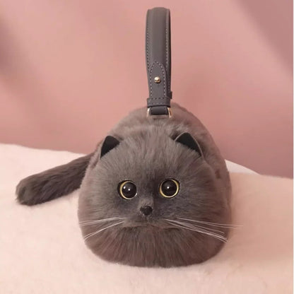 Cute Plush Cat Shoulder Bag Women Messenger Handbag Small Crossbody Bag