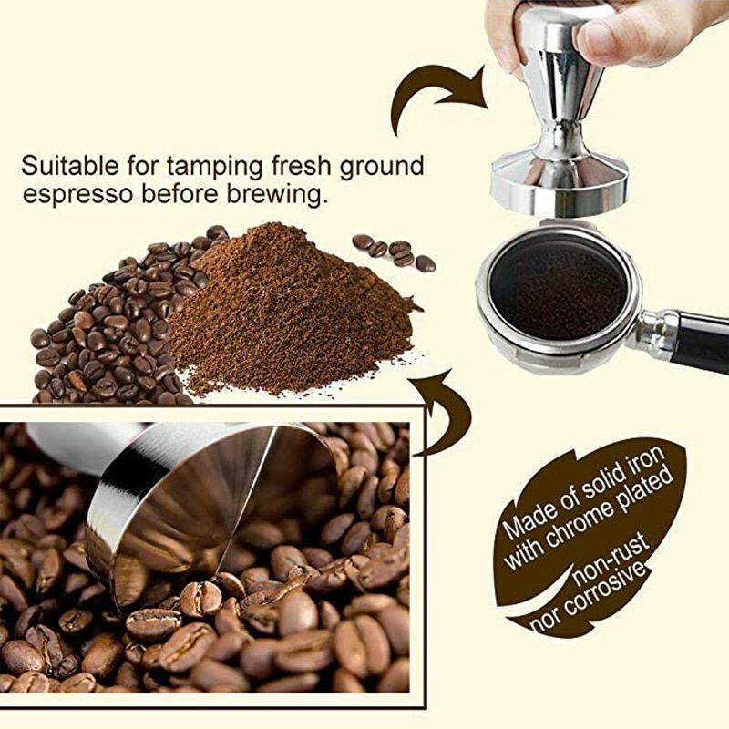 51mm Aluminum Alloy Chrome Plated Base Coffee Tamper Espresso Machine Press Tool