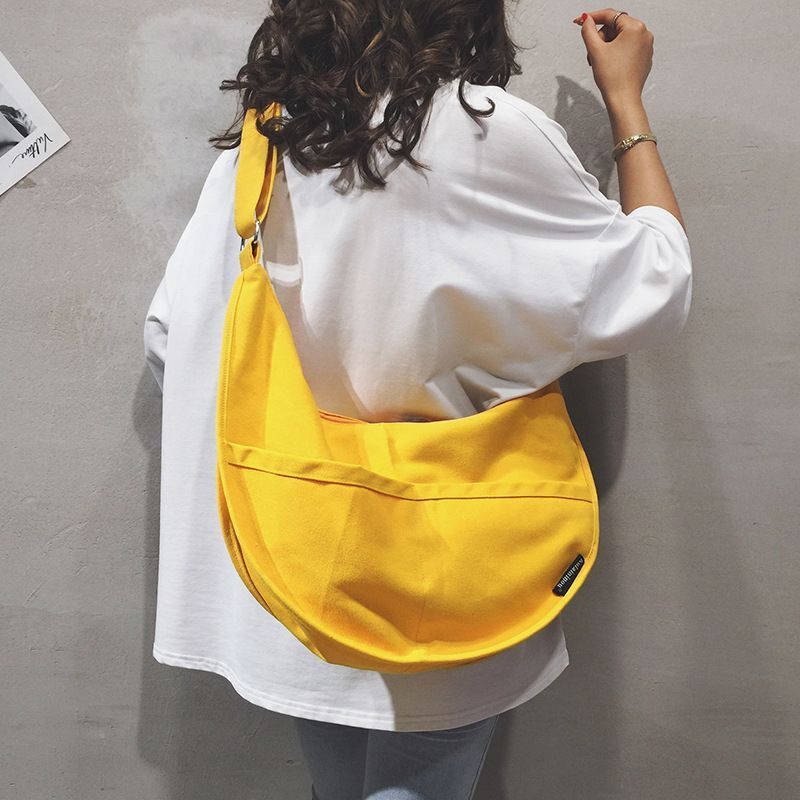 Big Size Dumpling Shape Bag Canvas Large Wild One Shoulder Messenger Crossbody