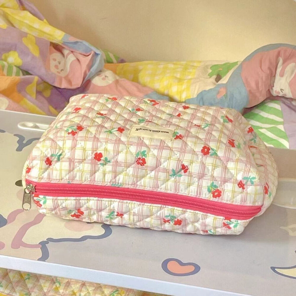 Women Girl's Flower Hello Kitty Makeup Bag Cosmetic Case Travel Storage Pouch