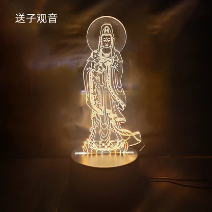 LED Night Light USB Buddha Lamp Shurangama Mantra Heart Sutra Attract Wealth