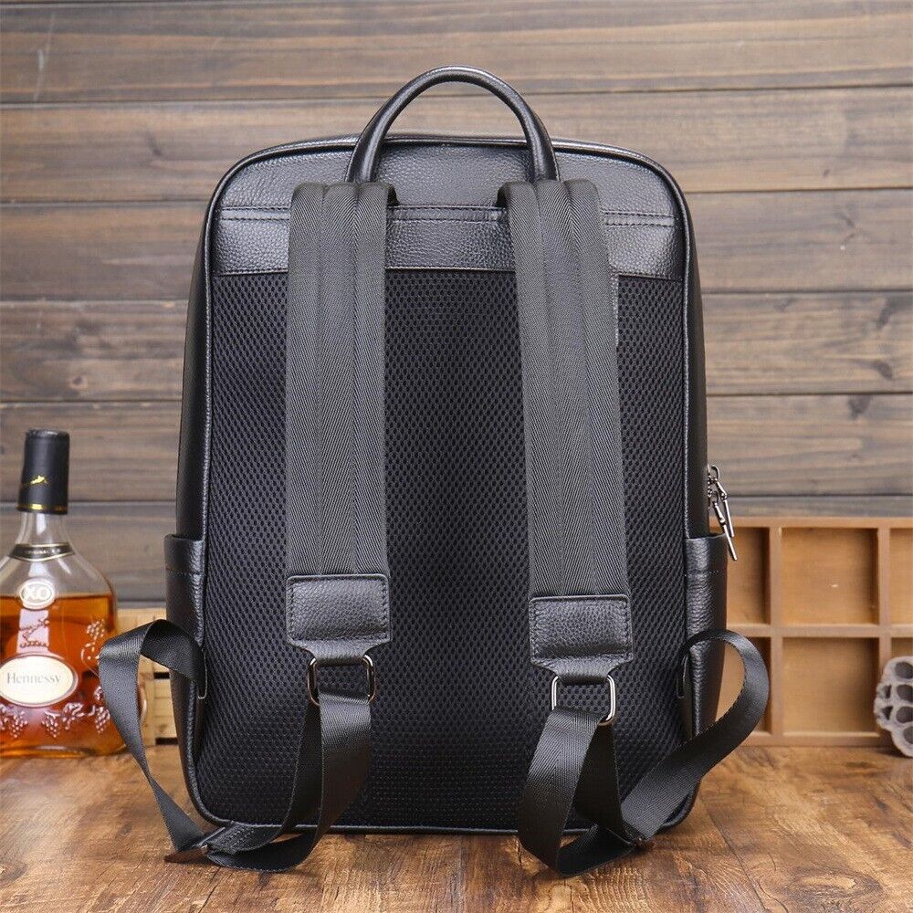 Top Cow Leather Black Men's Backpack, Crocodile Print Large Capacity Travel Bag