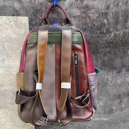 Real Leather Women's Backpack, New Designer Multi-color Travel Rucksack LargeBag