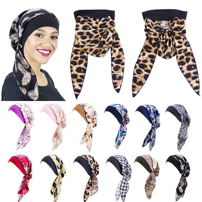 Ladies Long Tail Chemo Cap Turban Hat Headscarf Braid Hat Fashion Pirate Cap