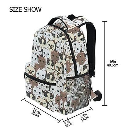 Cute Cat Backpack for Kids Cartoon Kitten Bookbag One Size,
