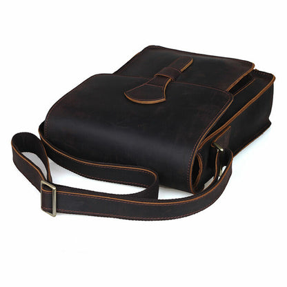 Men's Rustic Genuine Leather Messenger Shoulder Bag Small Cross Body Satchel Bag