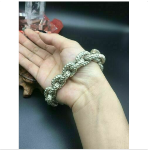 Asian old miao silver hand cast cool statue bracelet jewel gift