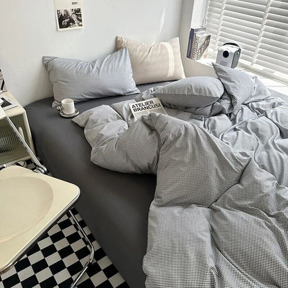 Duvet Cover Set with Sheet Pillowcases Color Bed Queen Size Home Bedding Set