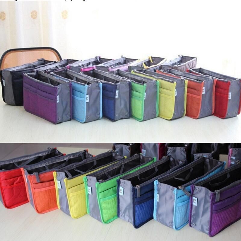 Cosmetic Bag Organizer Insert Purse Makeup Storage Traveling Handbag 10*28*18 CM