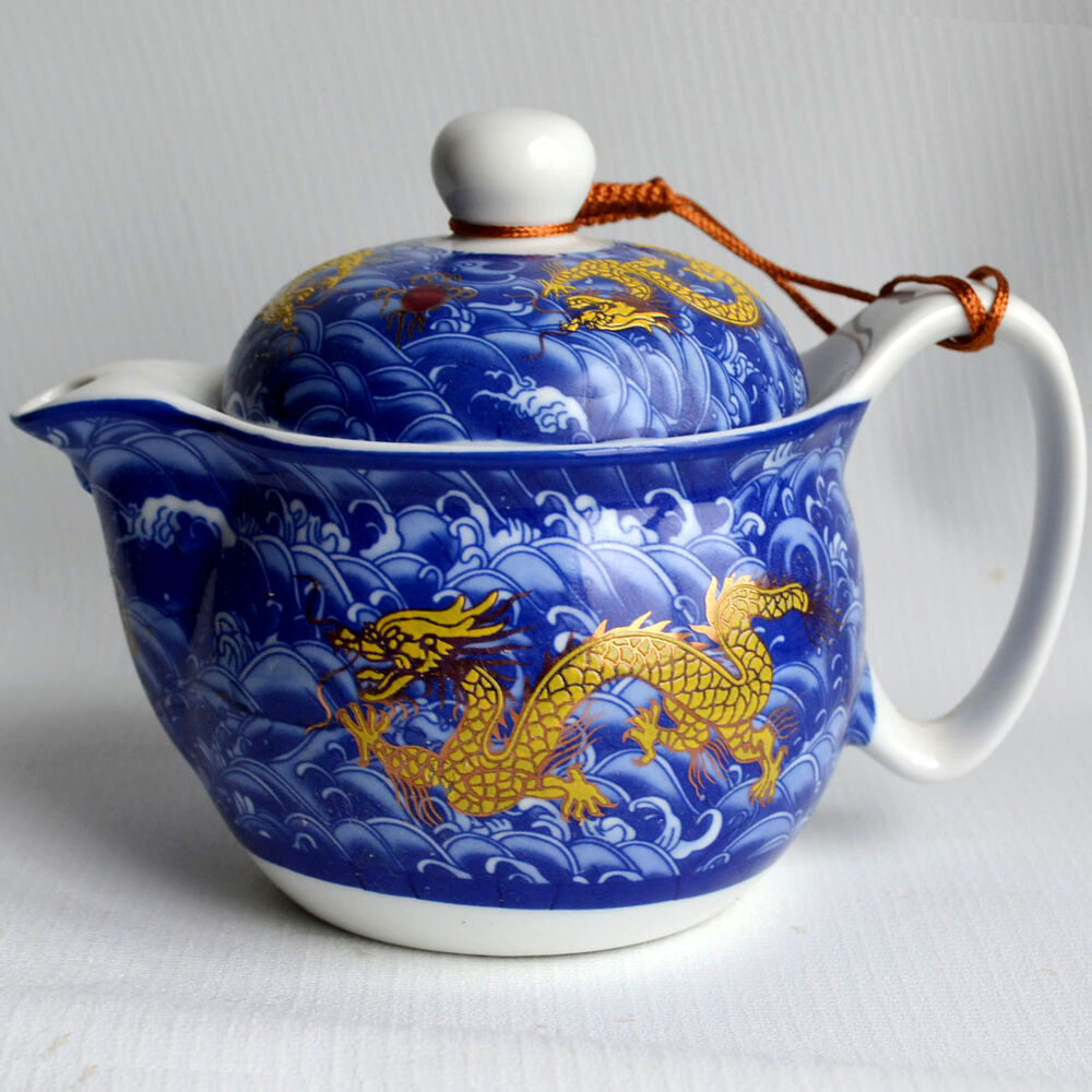 Porcelain Teapot 350ml Stainless Filter Infuser Chinese Dragon Flower Tea Pot