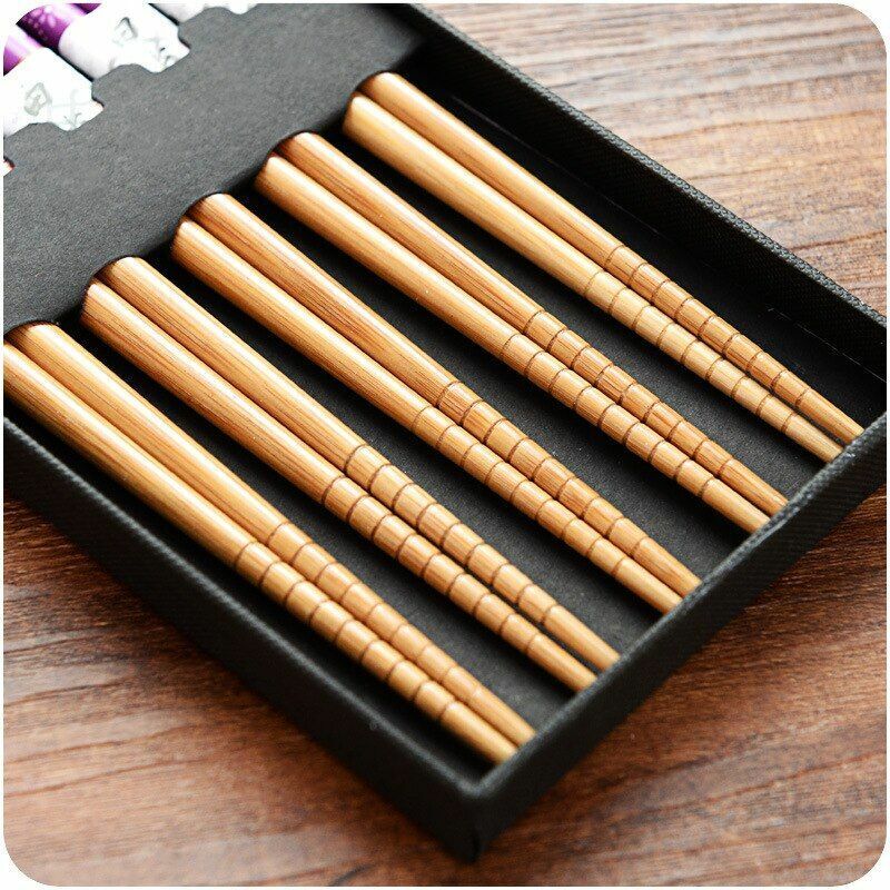 5 Pairs/Set Japanese Style Bamboo Wooden Sushi Chopsticks Tableware Eating Tools