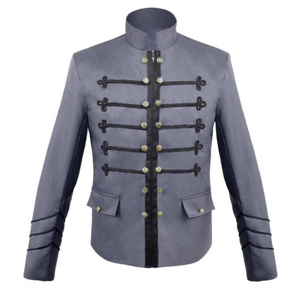 Men's Gothic Steampunk Blazer Jacket Stand Collar Long sleeve Slim Fit Cosplay