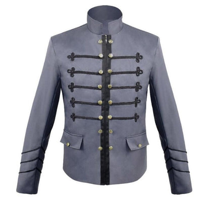 Men's Gothic Steampunk Blazer Jacket Stand Collar Long sleeve Slim Fit Cosplay