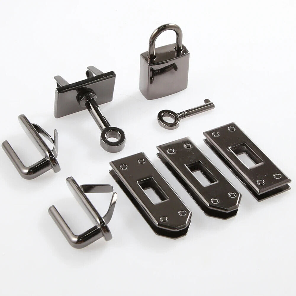 Women Handbags Lock Button 7Pcs Metal Clasp Leather Crafts Purse Bag Accessories